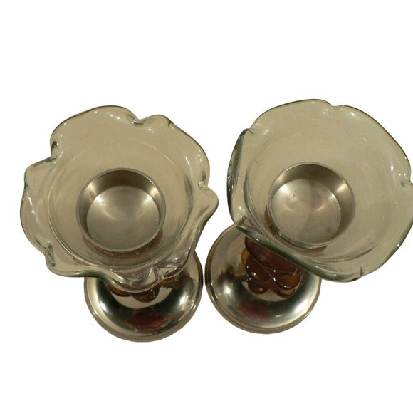 Candle holder PAIR Artistic Sculptural design Acrylic and metal - Picture 6 of 10